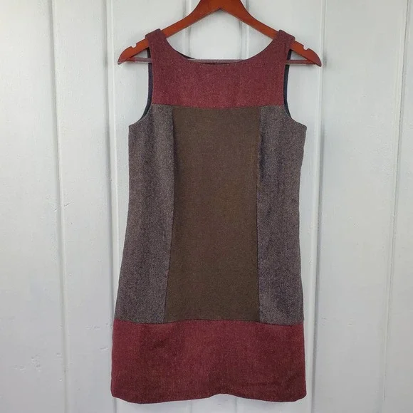 Bailey 44 Wool Blend Color Block Gray Rust Sleeveless Shift Mini Dress Sz Small - Picture 2 of 6